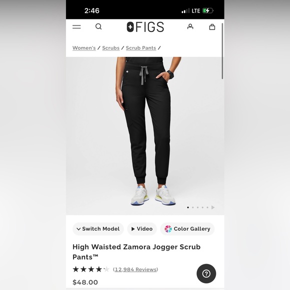 Figs Pants - High Waisted Zamora Jogger Scrub Pants in Black size medium petite